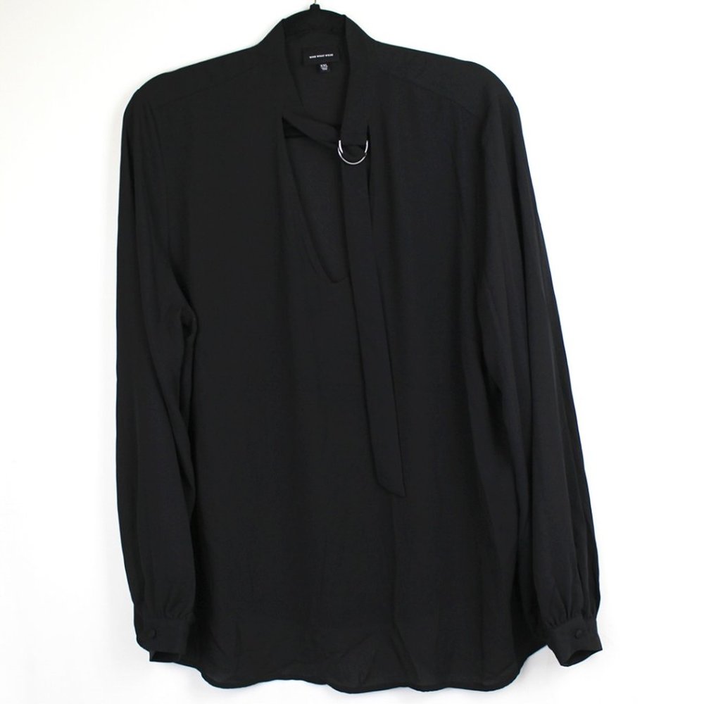 Who What Wear XXL Black Sheer Long Sleeve Blouse